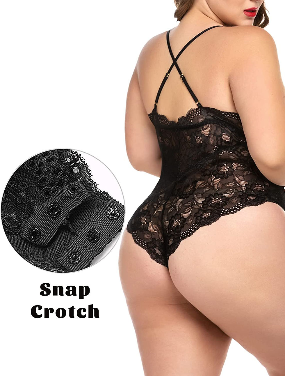 Thumbnail: ELOVER Lingerie for Women Plus Size Lace Teddy Lingerie Bodysuit One Piece Baby