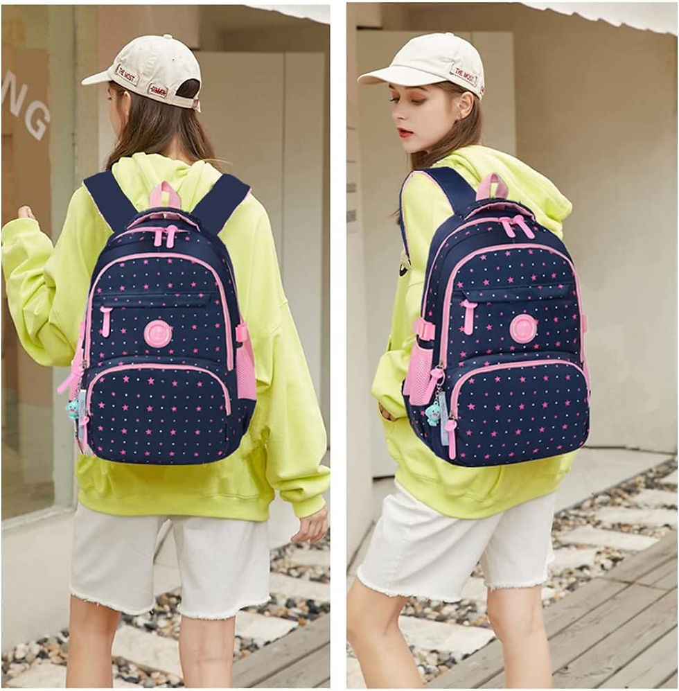 Thumbnail: 3Pcs Star-Print School Backpacks for Girls, Polka Dot School Bags Elementary Bo