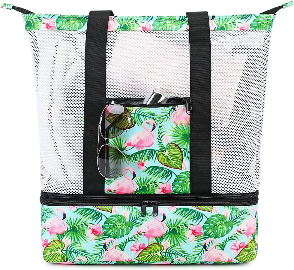 Thumbnail: Bluboon Mesh Beach Tote Bag with Cooler Insulated Detachable Pool Bags for Women