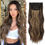 Thumbnail: FESHFEN Clip in Hair Extensions 4PCS Honey Blonde Mixed Light Brown Thick Highl