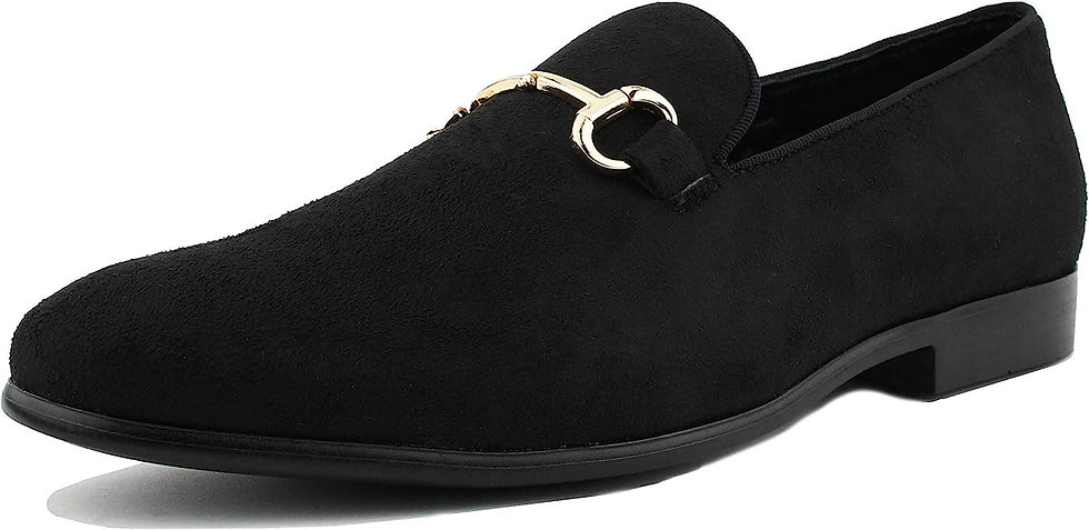 Thumbnail: Amali Bradford - Microfiber Men's Slip-On Loafer with Gold Metal Bit - Smoking 