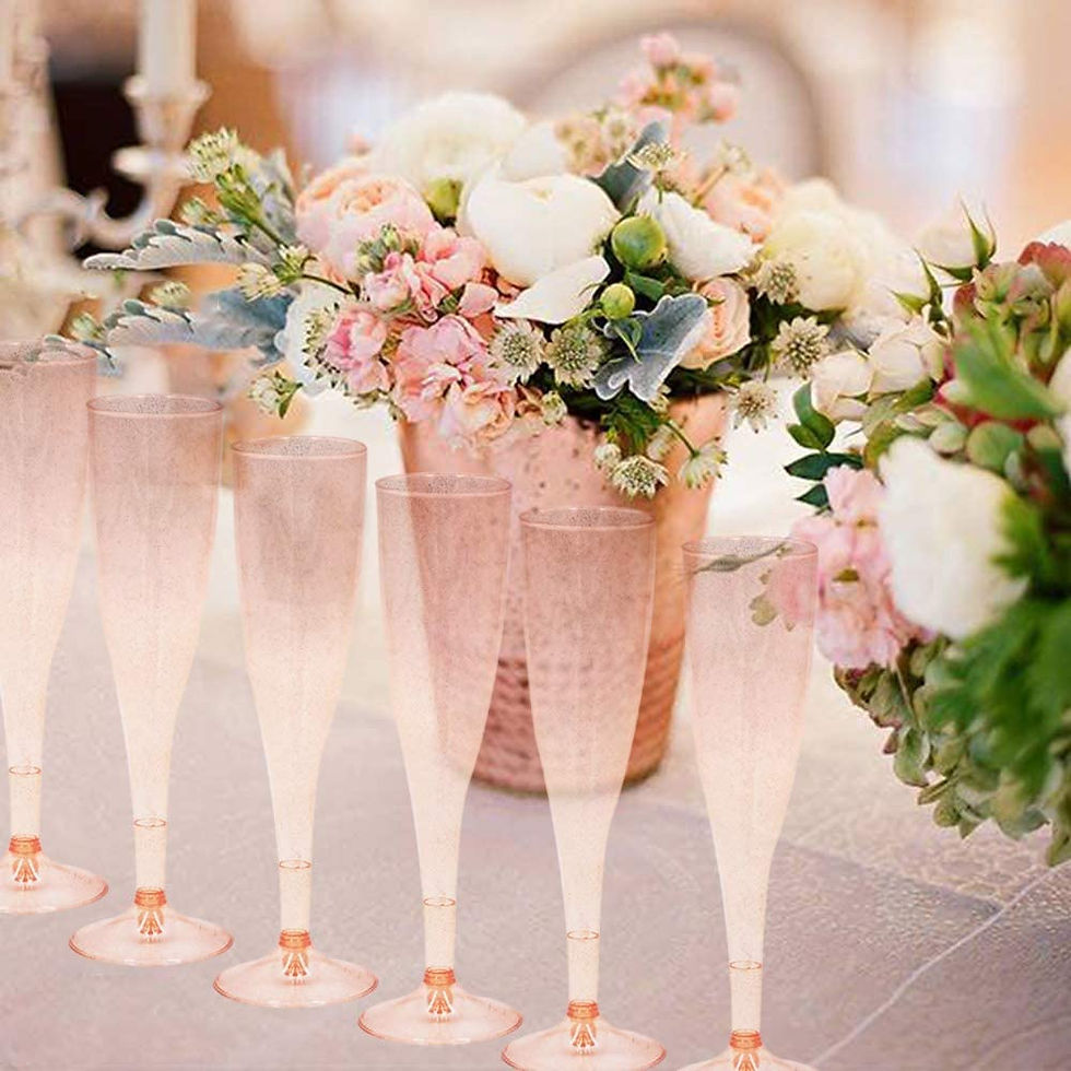 Thumbnail: Homy Feel Rose Gold Glitter Plastic Rose Gold Wine Glasses 30 Pack, Champagne F