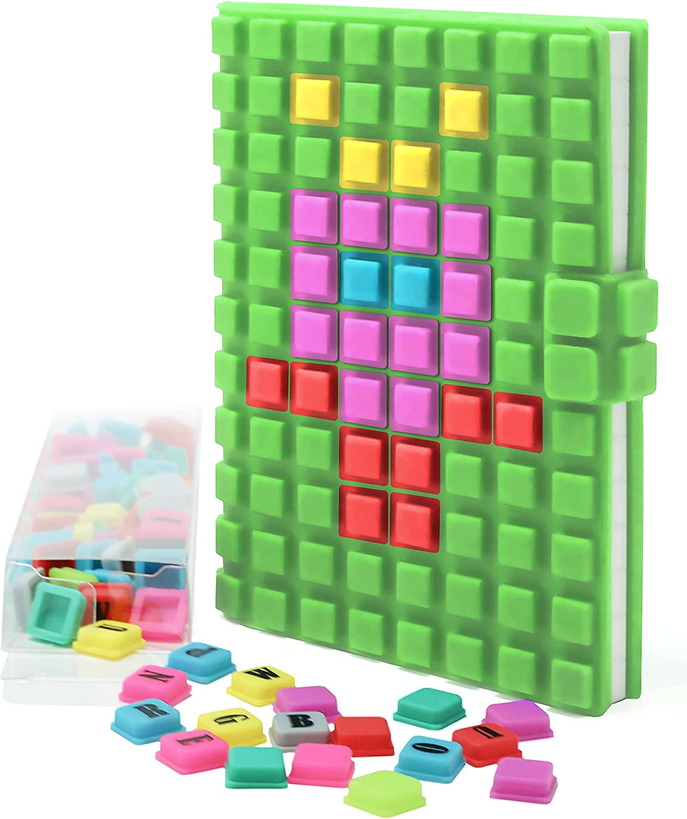 Thumbnail: WAFF Journal for girls, Personalized Notebook With 70 Lego Like Cubes, Refillab