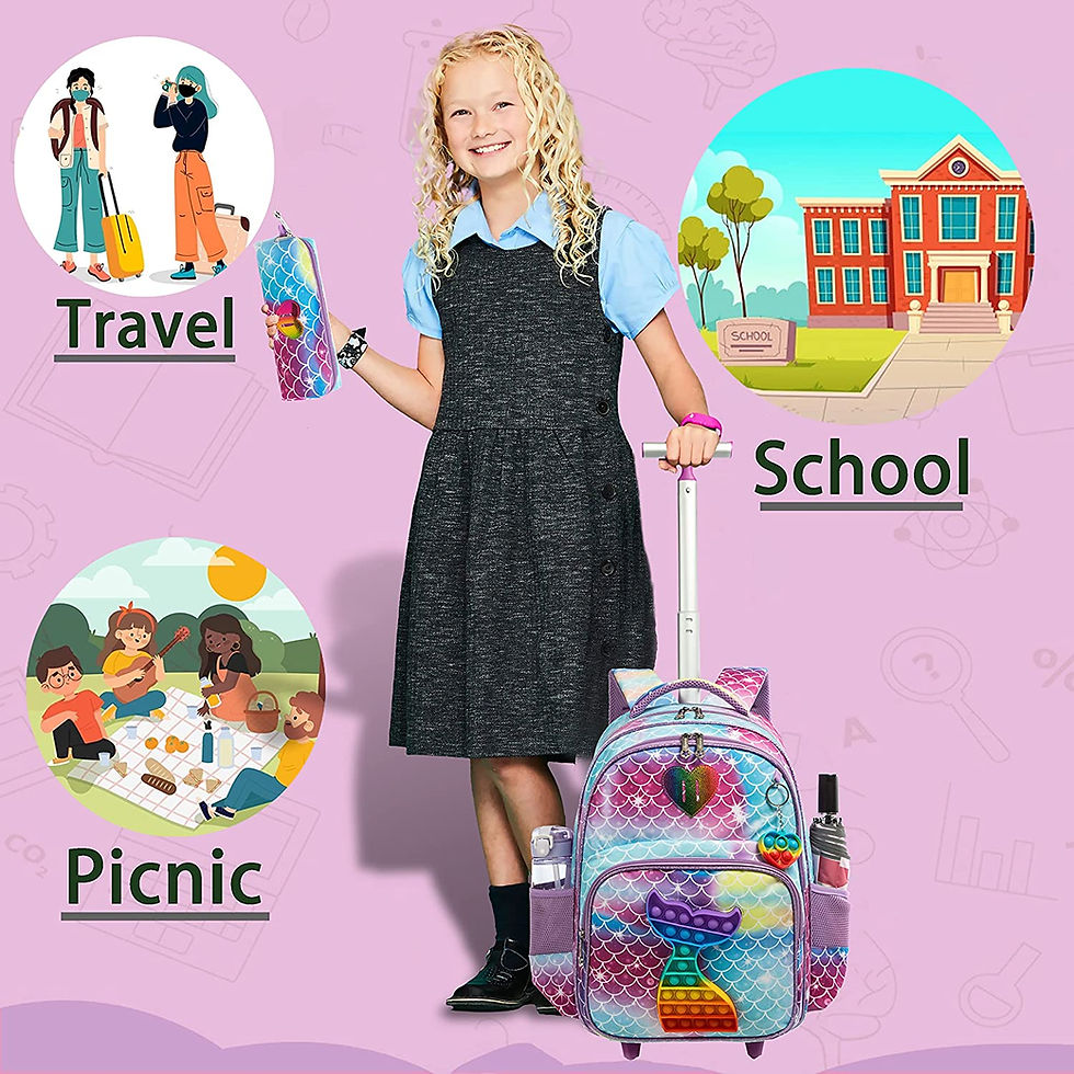 Thumbnail: Mermaid Rolling Backpack for Girls Kids Wheels Backpacks for Elementary Student