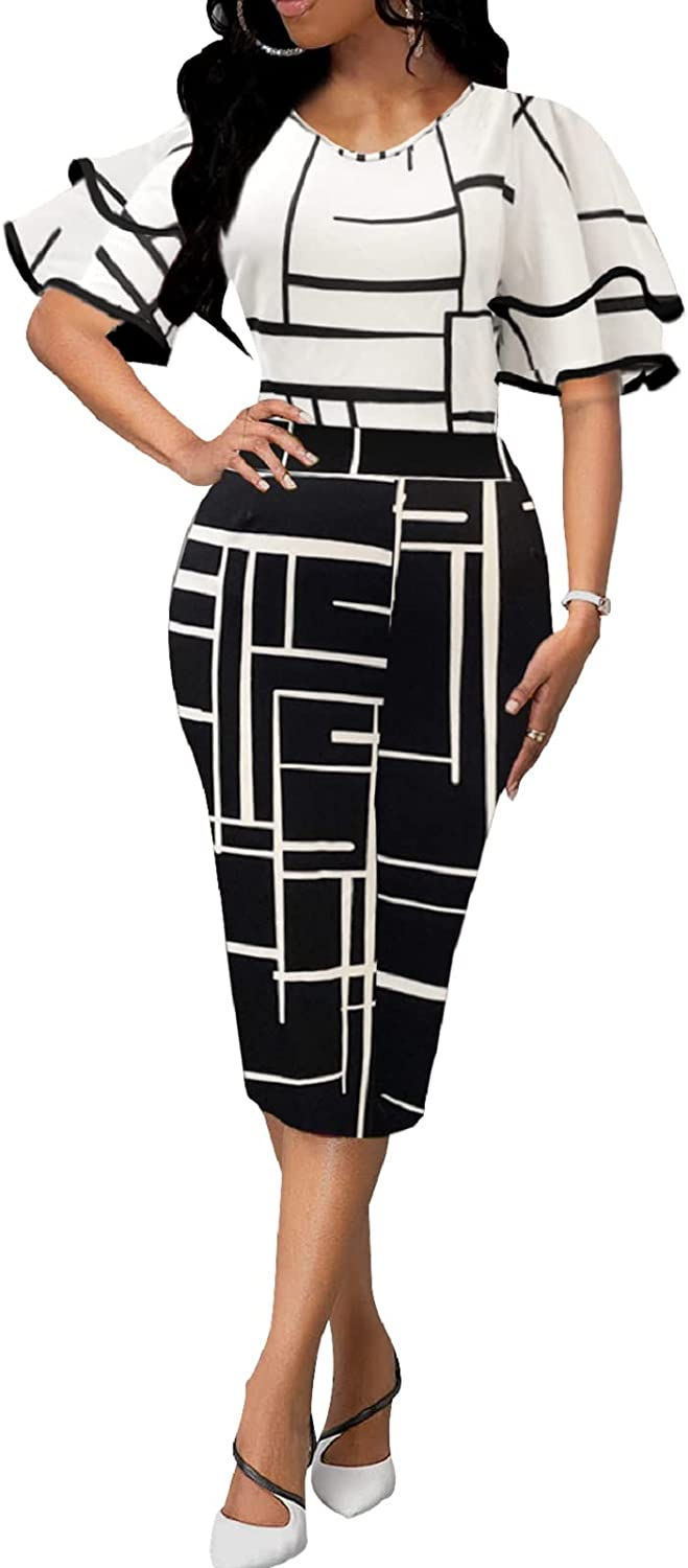 Thumbnail: Xinlees Women's Elegant Pencil Dress for Women Casual Midi Dresses Outfits Busi