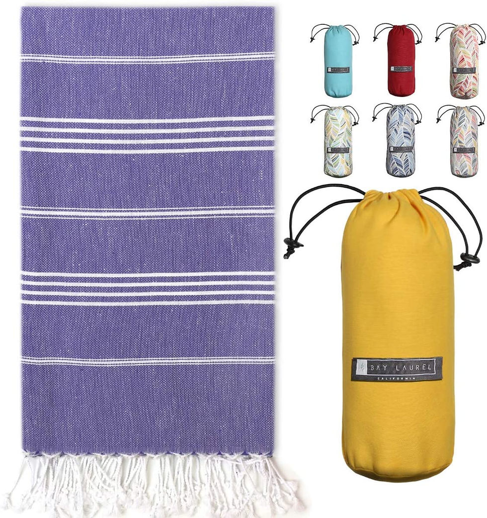 Thumbnail: BAY LAUREL Turkish Beach Towel with Travel Bag 39 x 71 Quick Dry Sand Free Ligh