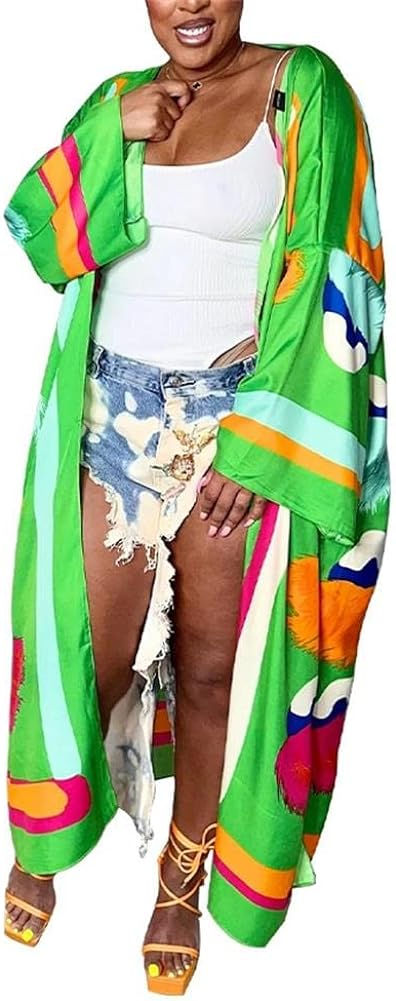 Thumbnail: cu4eve Summer Cardigan For Women Lightweight Satin Open Front Long Kimono Swims