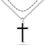Thumbnail: LUXEJEW Cross Necklace for Men Boys, Silver Black Gold Mens Cross Necklaces Sta