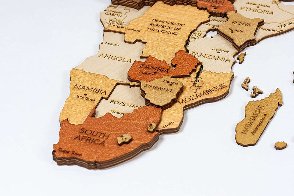 Thumbnail: Wooden World Map Wall Decoration - Multilayered, Multicolor Stained Wood, Engra