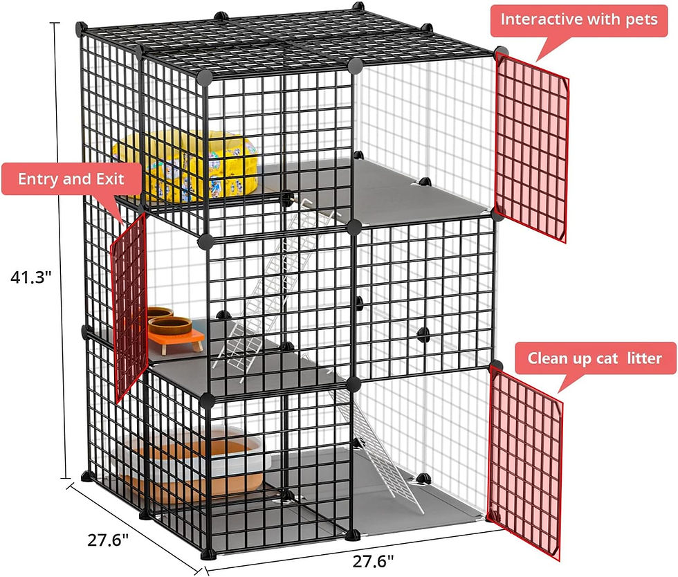Thumbnail: Eiiel 3-Tier Cat Cage Indoor DIY Cat Playpen Detachable Metal Wire Kennels 2Lx2