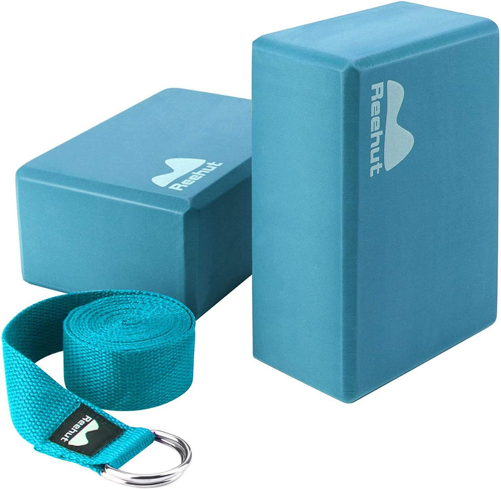 Thumbnail: REEHUT Yoga Block 2 Pack and Metal D Ring Yoga Strap 1 Pack Combo Set, 9" x 6" 