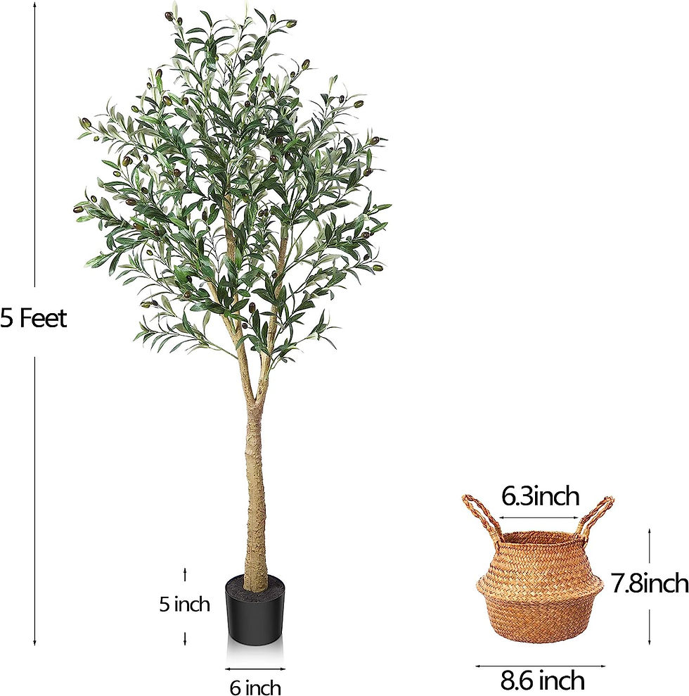 Thumbnail: Ferrgoal Artificial Olive Trees 6Ft Fake Olive plant with Basket Faux Plants In
