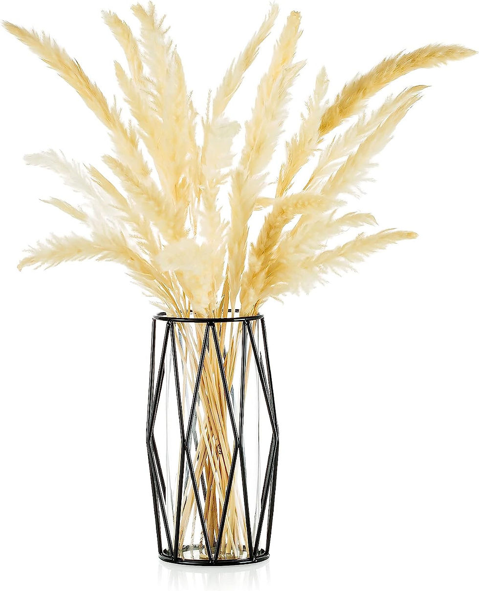 Thumbnail: Gold Pampas Grass Vase for Flower, 1Pc Glasseam Modern Geometric Metal Decor Va