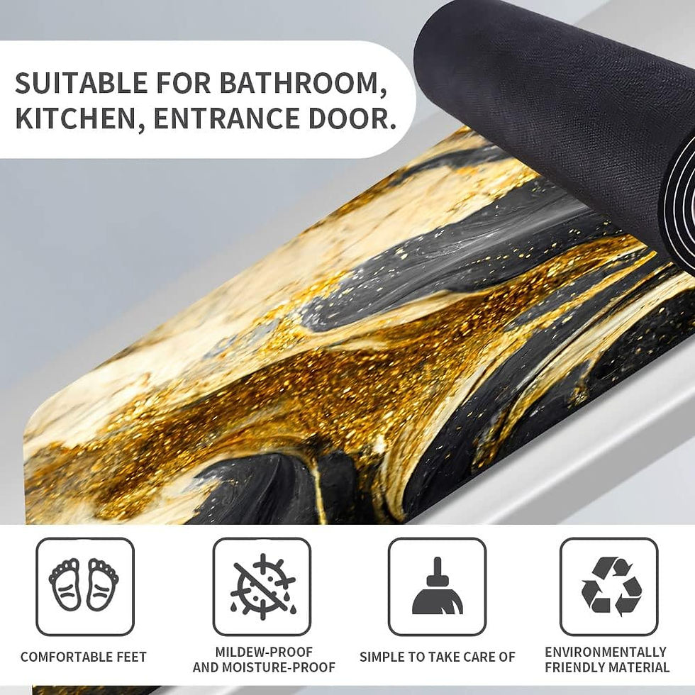 Thumbnail: Diatomaceous Earth Bath Mat,Black Grey Gold Marble Texture Non-Slip Volume Supe