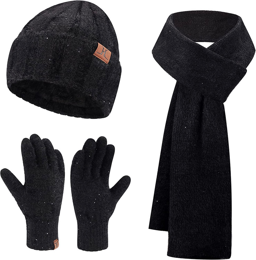 Thumbnail: Womens Winter Warm Knit Beanie Hats and Touchscreen Gloves Long Scarf Sets with
