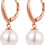 Thumbnail: Han han 18K White Gold Plated Pearl Earrings for Women, 925 Sterling Silver Pea