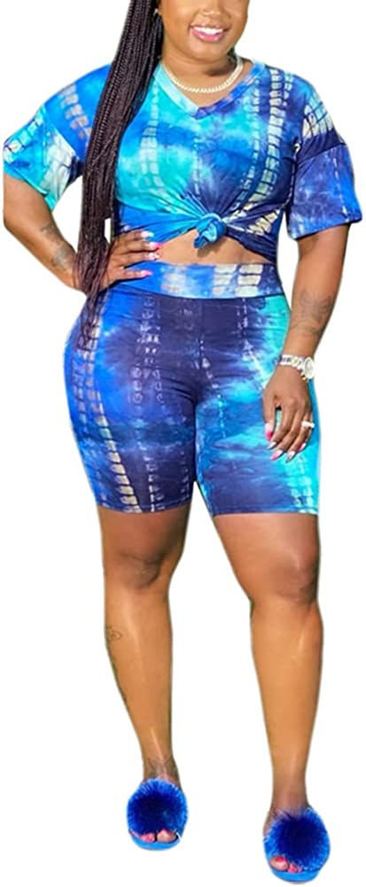 Thumbnail: Plus Size 2 Piece Outfits for Women Summer Boho Ruffle Crop Top Shorts Set Flor