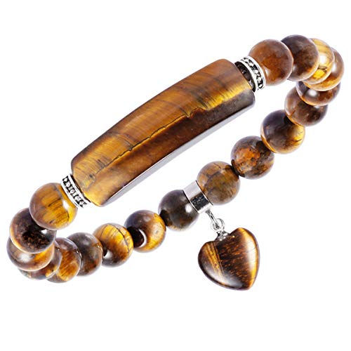 Thumbnail: TUMBEELLUWA Healing Stone Bracelet 8mm Beads Chakra Crystal Energy Heart Charm 