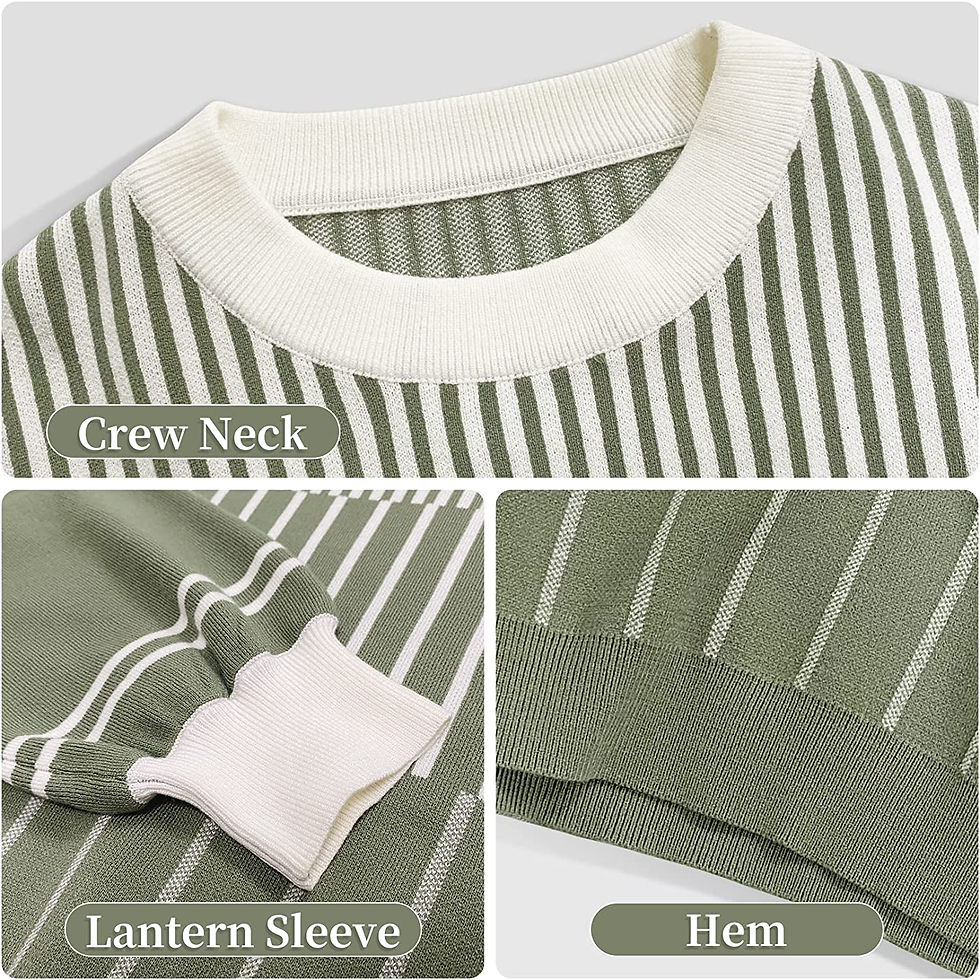 Thumbnail: JULGIRL Women' s 2 Piece Striped Outfits Crewneck Pullover Knit Sweater Long Sl
