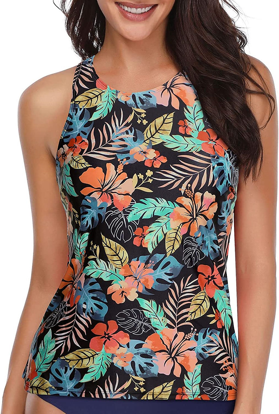 Thumbnail: Holipick High Neck Tankini Top Bathing Suit Tops for Women Tummy Control Tank T