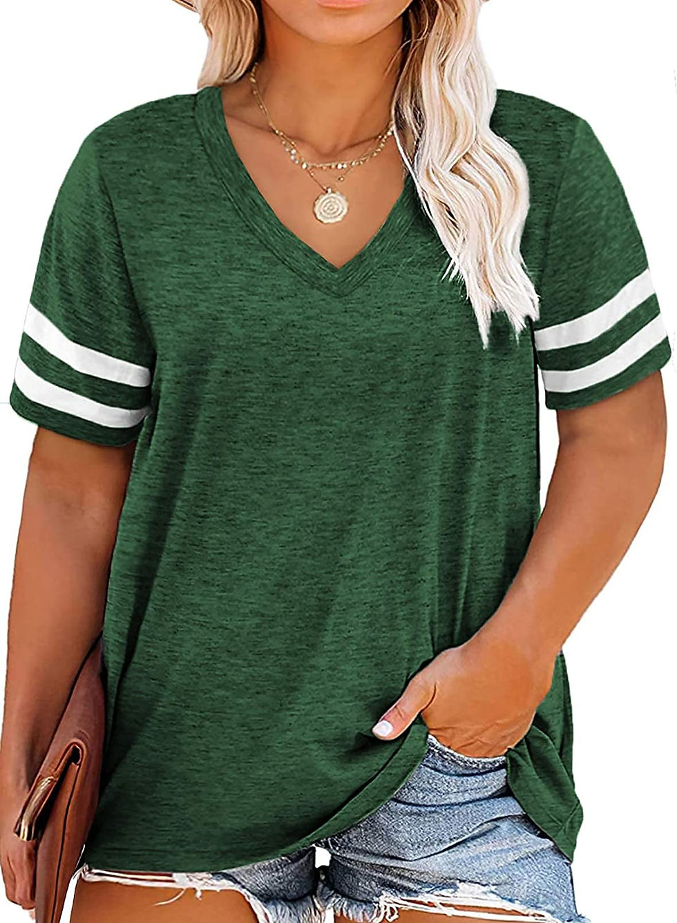 Thumbnail: Happy Sailed Womens Plus Size Tunic Tops Summer Short Sleeve V Neck/Crew Neck L
