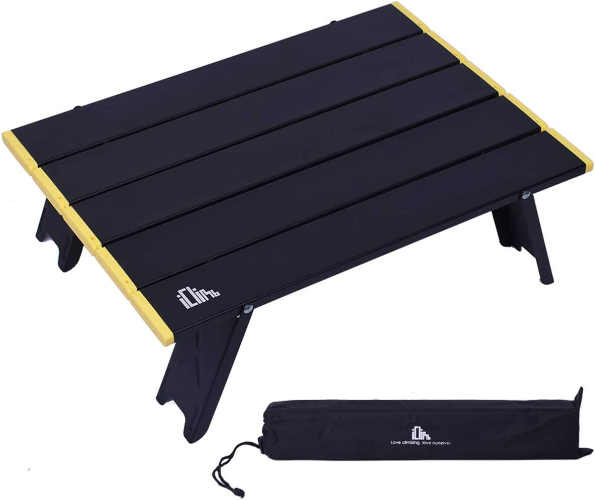 iClimb Ultralight Compact Mini Beach Picnic Folding Alu. Table with Carry Bag,