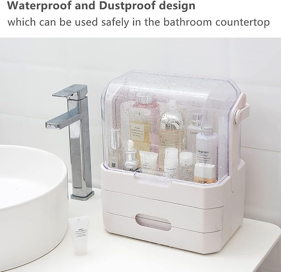 Thumbnail: Makeup Organizer for Vanity, Cosmetic Display Cases with Lid, Drawers,Waterproof