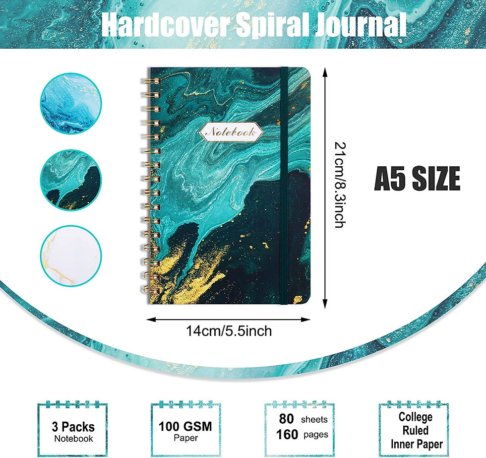 Thumbnail: EOOUT 3 Pack A5 Spiral Notebook, Journals for Women, Ruled Notebook, 6"x 8.5", 