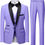 Thumbnail: Mens 3 Piece Suit Slim Fit Dress Tux Suit Solid Color Wedding Classic Tuxedo Set