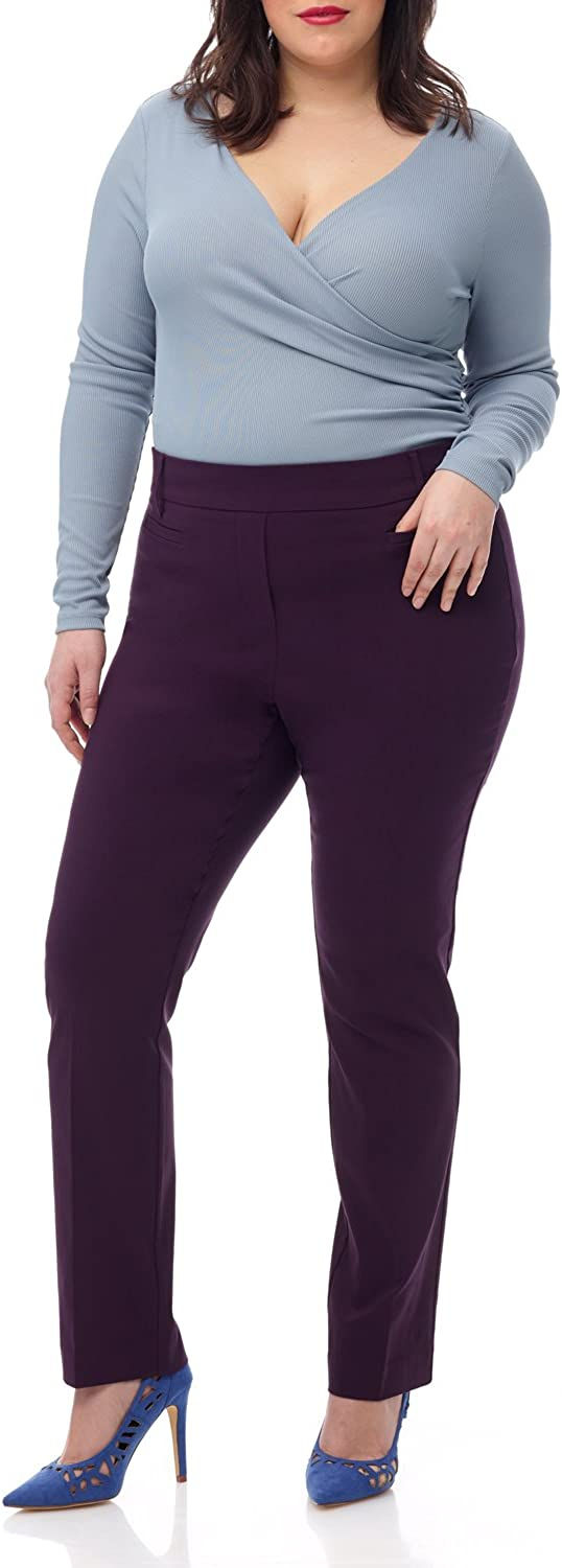 Thumbnail: Rekucci Curvy Woman Ease into Comfort Plus Size Straight Pant w/Tummy Control