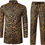 Thumbnail: LucMatton Men's African 2 Piece Set Long Sleeve Button up Tops and Pants Tradit
