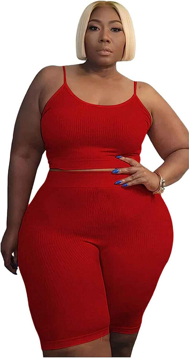 Thumbnail: Salimdy Plus Size Workout Outfits for Women 2 Piece Seamless Ribbed High Waist 