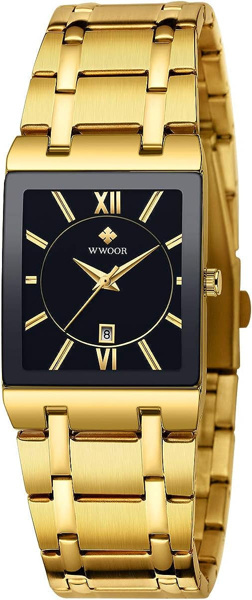 Thumbnail: Square Watches for Men and Women Stainless Steel Mens Square Watch with Date Wa