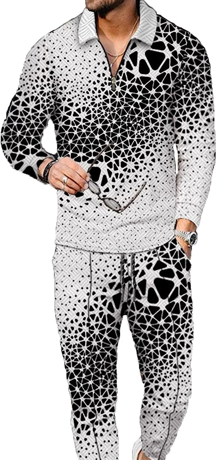 Thumbnail: BURWOF Men's Polo Track Suit Sets Long Sleeve Mens Outfits 2 Piece Fashion Swea