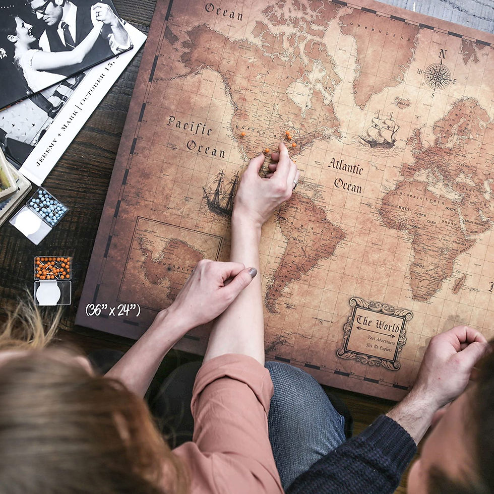 Thumbnail: Conquest Maps Map with Pins - World Travel Map Golden Aged Style Push Pin Trave
