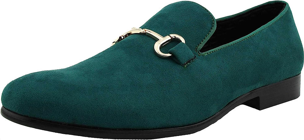 Thumbnail: Amali Bradford - Microfiber Men's Slip-On Loafer with Gold Metal Bit - Smoking 