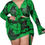 Thumbnail: Sexy Plus Size Women 2 Piece Short Sets Print Outfits clubwear Long Sleeve Fron