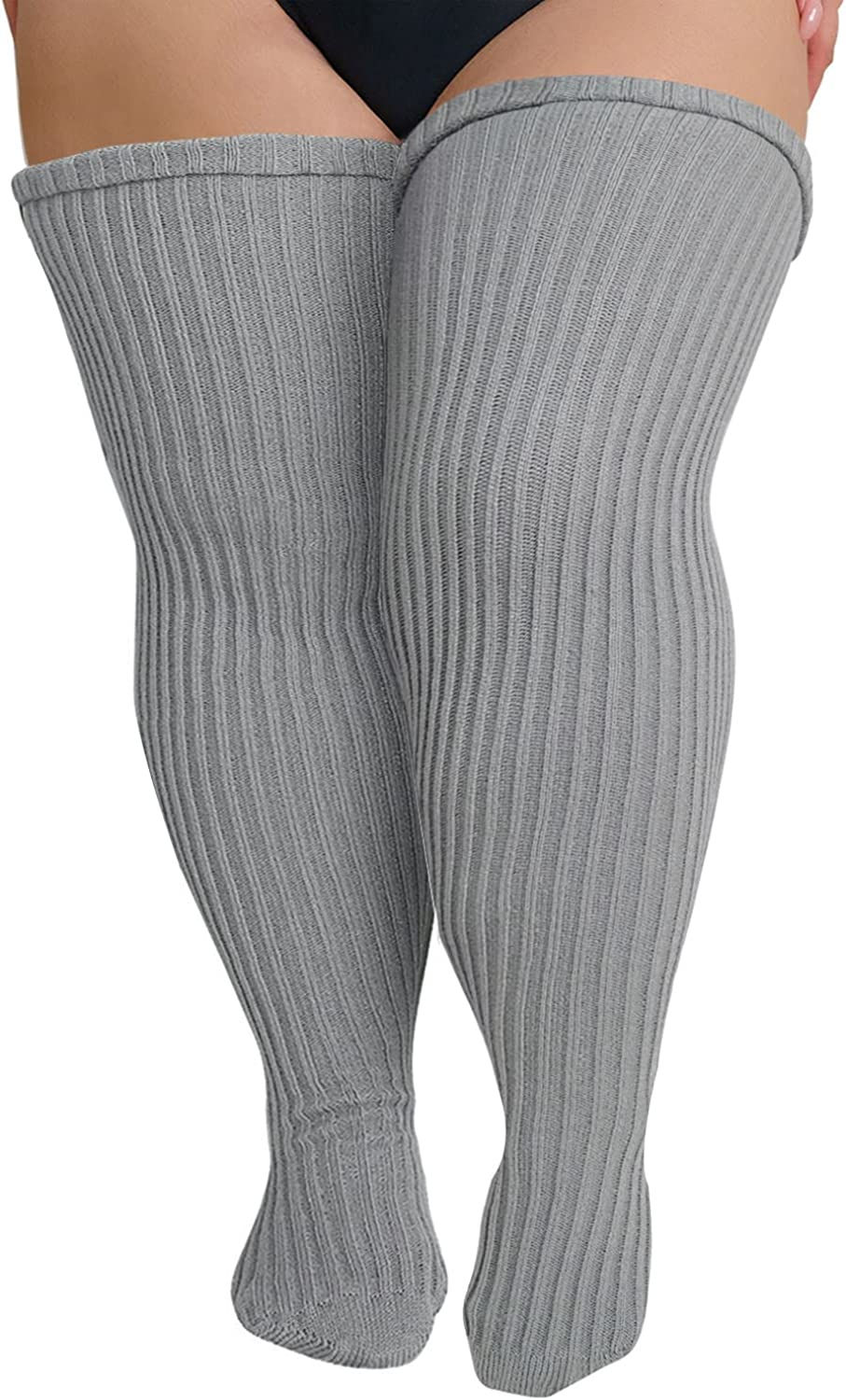 Thumbnail: SherryDC Women's Plus Size Thigh High Socks Extra Long Knit Stockings Leg Warme