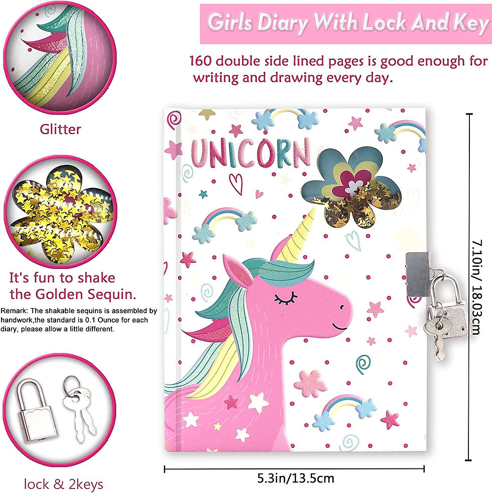 Thumbnail: GINMLYDA Girls Diary with Lock for Kids, Unicorn Diaries 7.1x5.3 160 Pages Cute