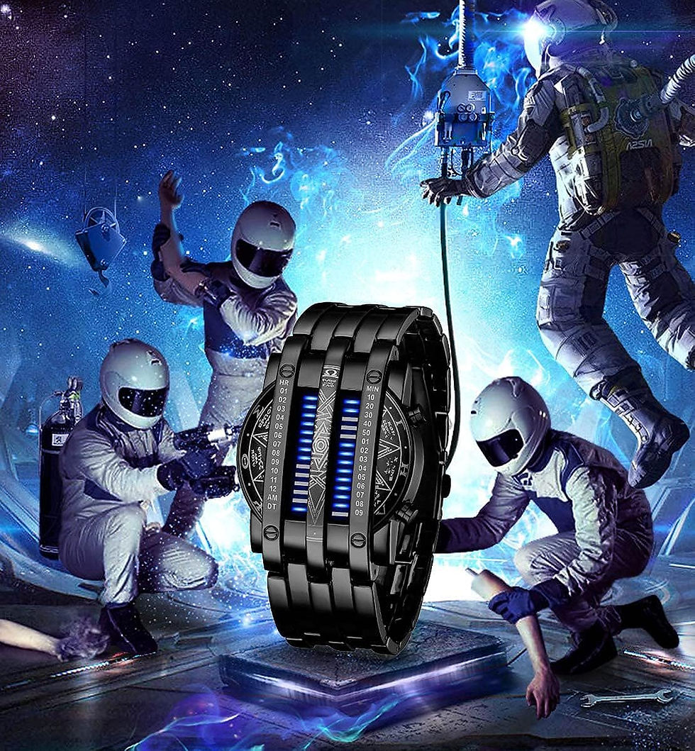 Thumbnail: FANMIS Creative Mens Binary Matrix Blue LED Digital Watch Fashion Classic Black