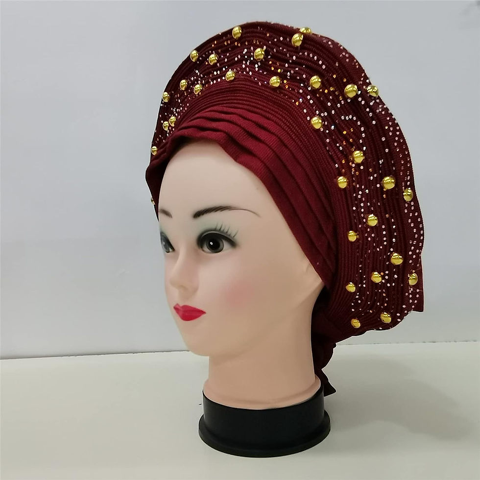 Thumbnail: Femme Bonnet African Head Wraps Nigerian ASO Oke Headtie Turbans for Women Auto