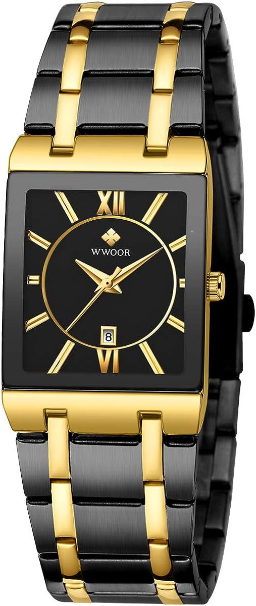 Thumbnail: Square Watches for Men and Women Stainless Steel Mens Square Watch with Date Wa