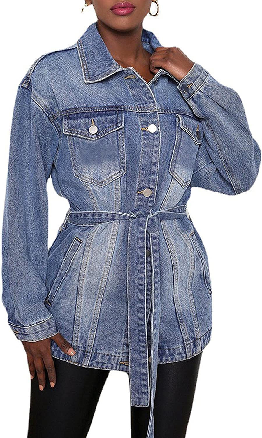 Thumbnail: SOMTHRON Women's Distressed Denim Jeans Outfits Coat Spring Fall Ripped Jeans O