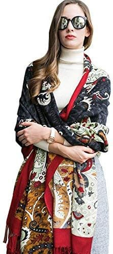Thumbnail: DANA XU Luxury 100% Pure Wool Oversized Extra Large Warm Floral Cashmere Pashmi