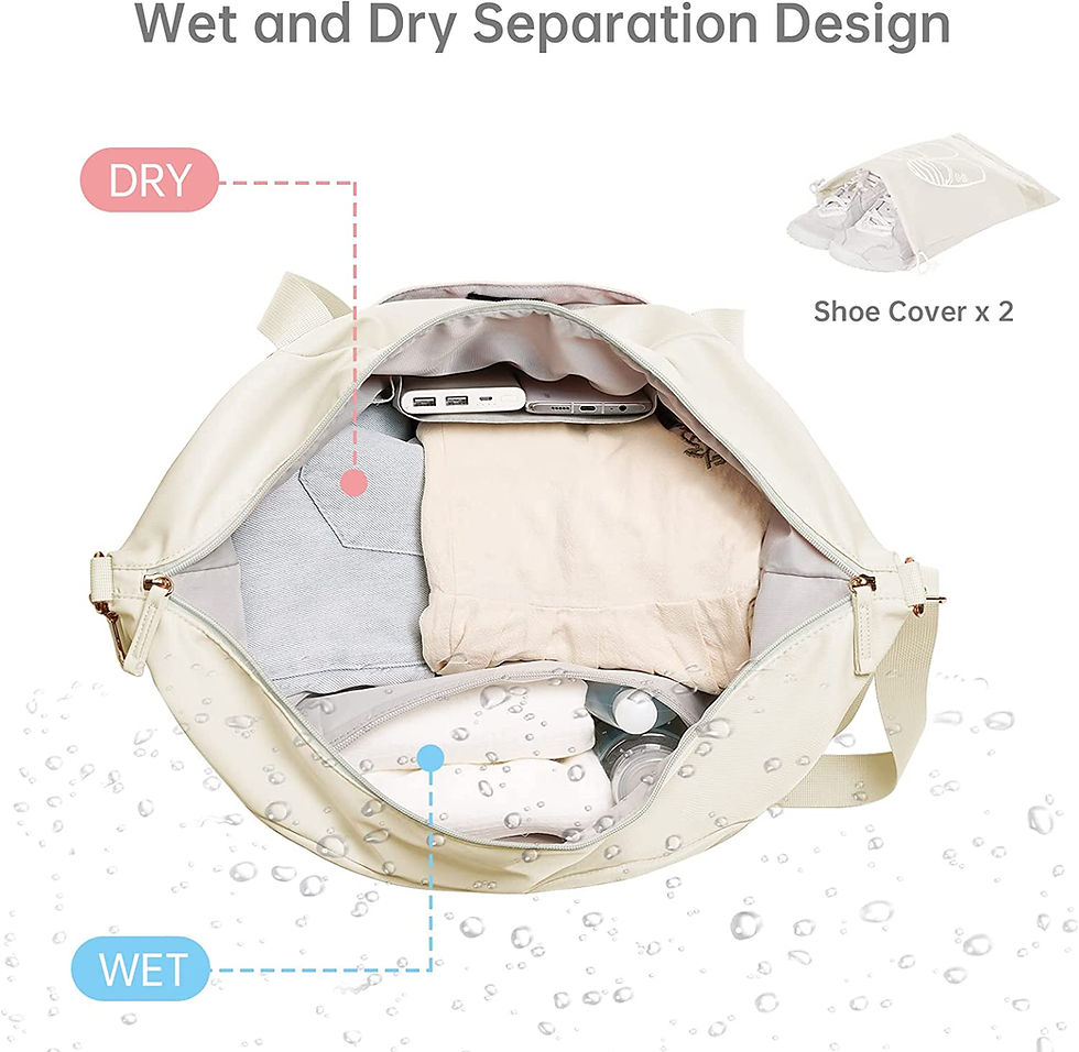 Thumbnail: Gym Bag for Women, Sports Travel Duffel Bag with USB Charging Port, Weekender O