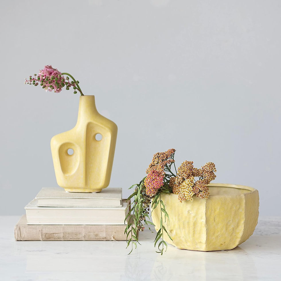 Thumbnail: Creative Co-Op Stoneware Abstract Sculptural, Yellow Vase