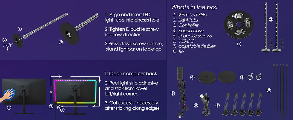 Thumbnail: BASON LIGHTING Gaming Sync Kit,with Light Bars and Monitor Backlight, Music Syn