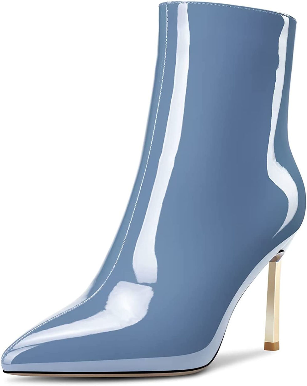 Thumbnail: Saekcted Women Stiletto High Heel Pointed Toe Ankle Boots Short Bootie Slip-on 