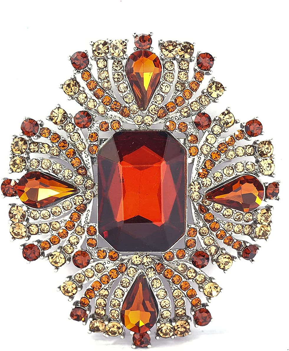 Thumbnail: YOQUCOL Vintage Austrian Crystal Rhinestone Cross Flowers Shaped Brooch Pin Ele