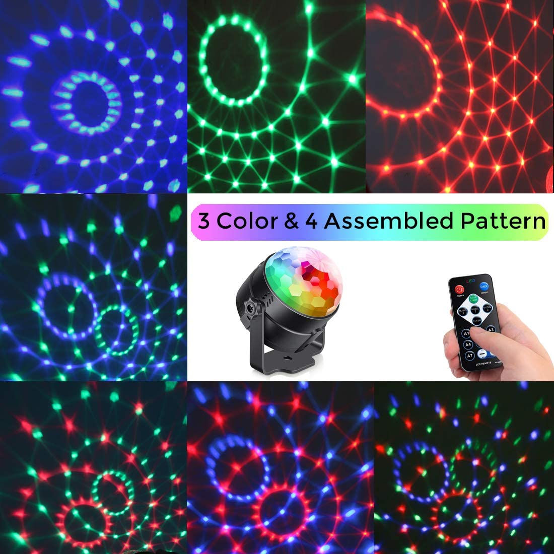 Sound Activated Party Lights with Remote Control Dj Lighting, Disco Ball Strobe